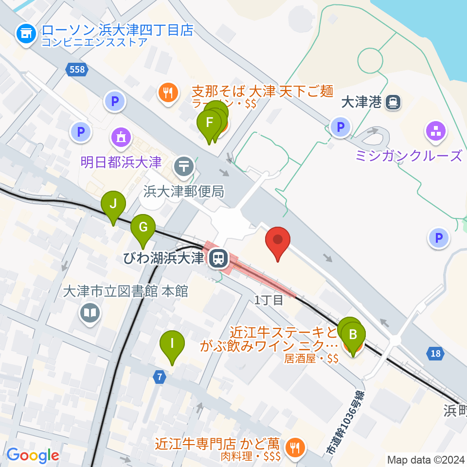 スカイプラザ浜大津周辺のファミレス・ファーストフード一覧地図