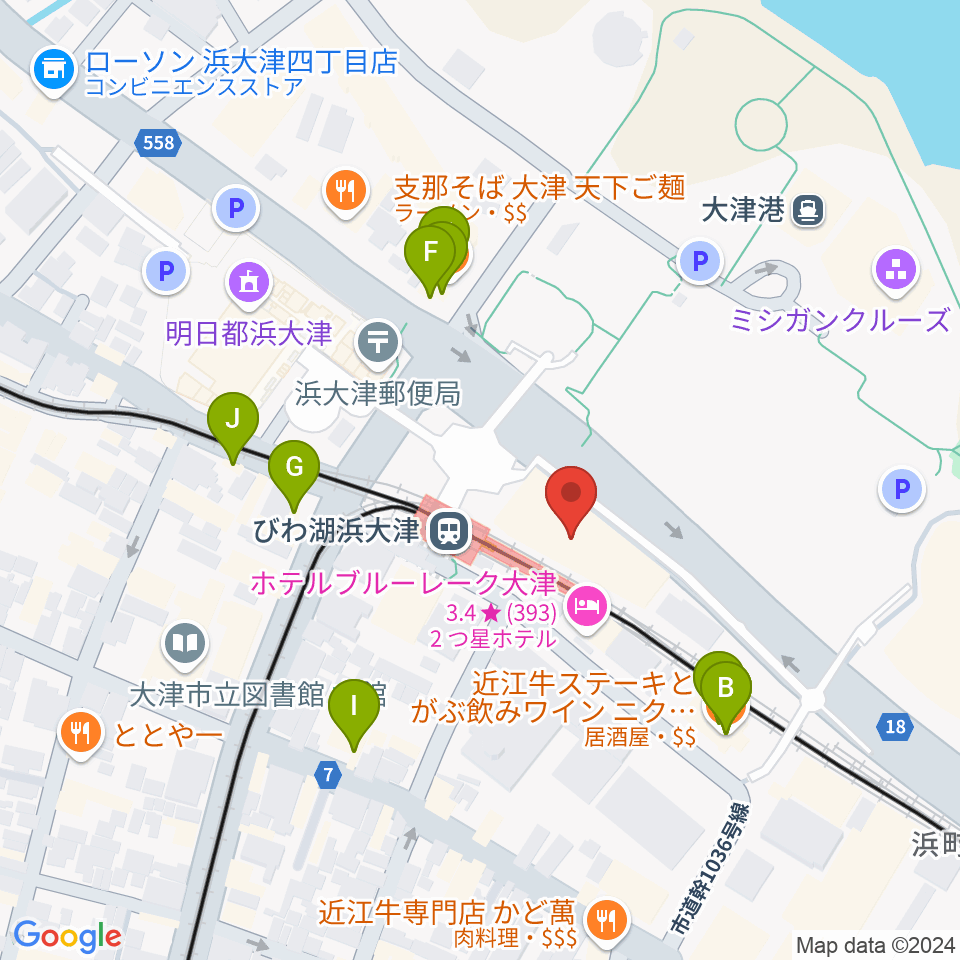 スカイプラザ浜大津周辺のファミレス・ファーストフード一覧地図