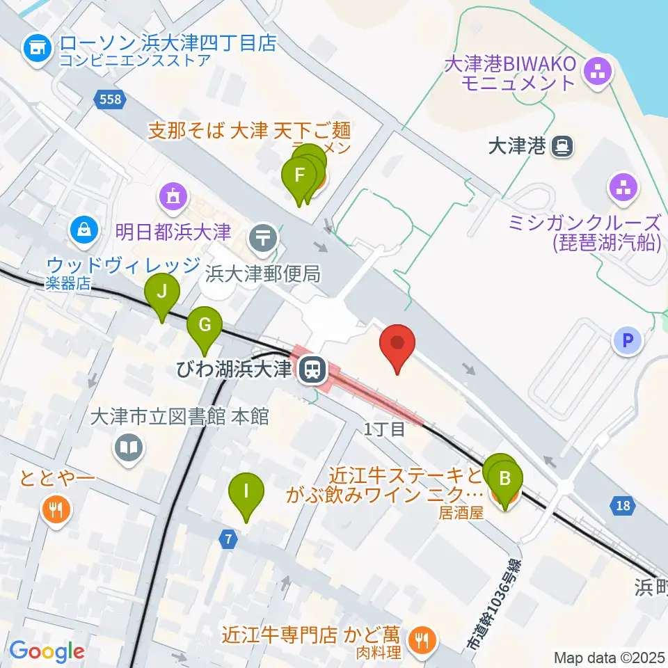 スカイプラザ浜大津周辺のファミレス・ファーストフード一覧地図