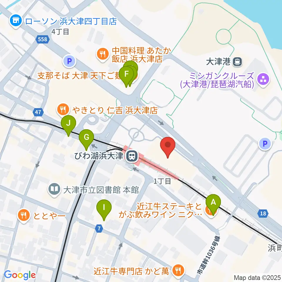 スカイプラザ浜大津周辺のファミレス・ファーストフード一覧地図