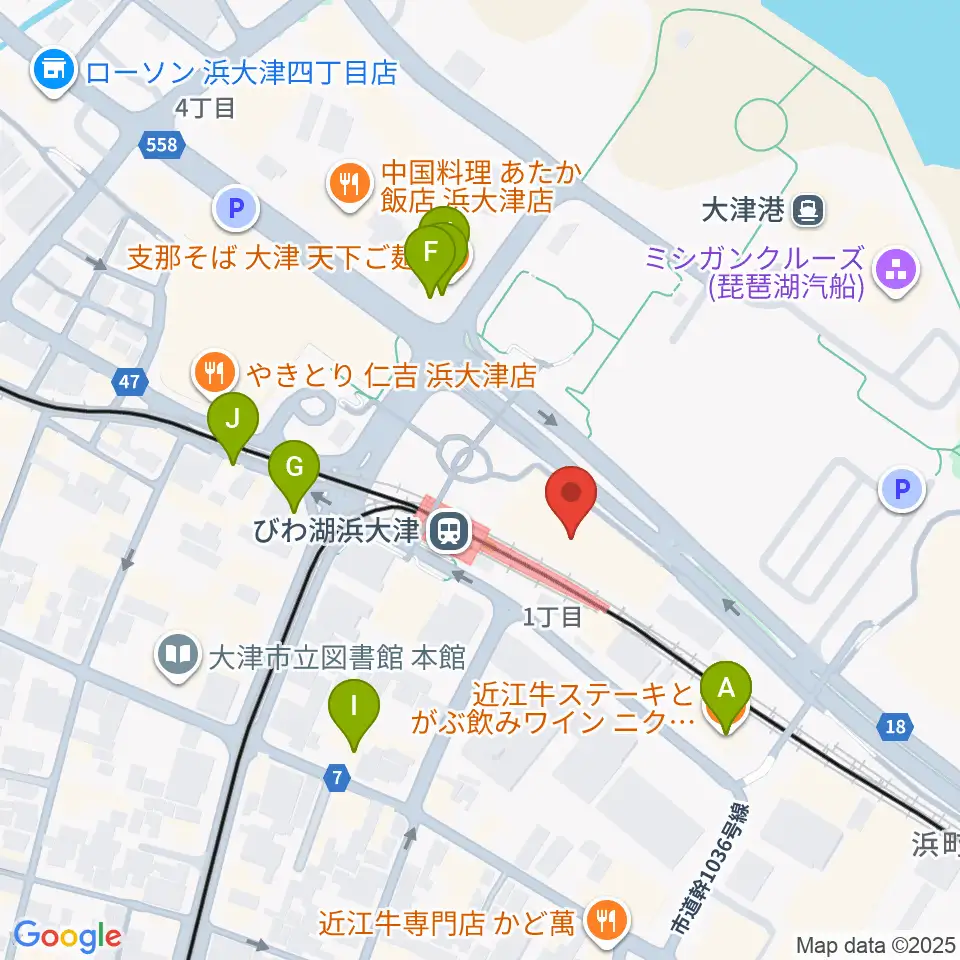 スカイプラザ浜大津周辺のファミレス・ファーストフード一覧地図