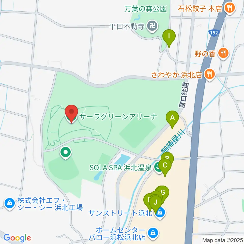 サーラグリーンアリーナ周辺のファミレス・ファーストフード一覧地図