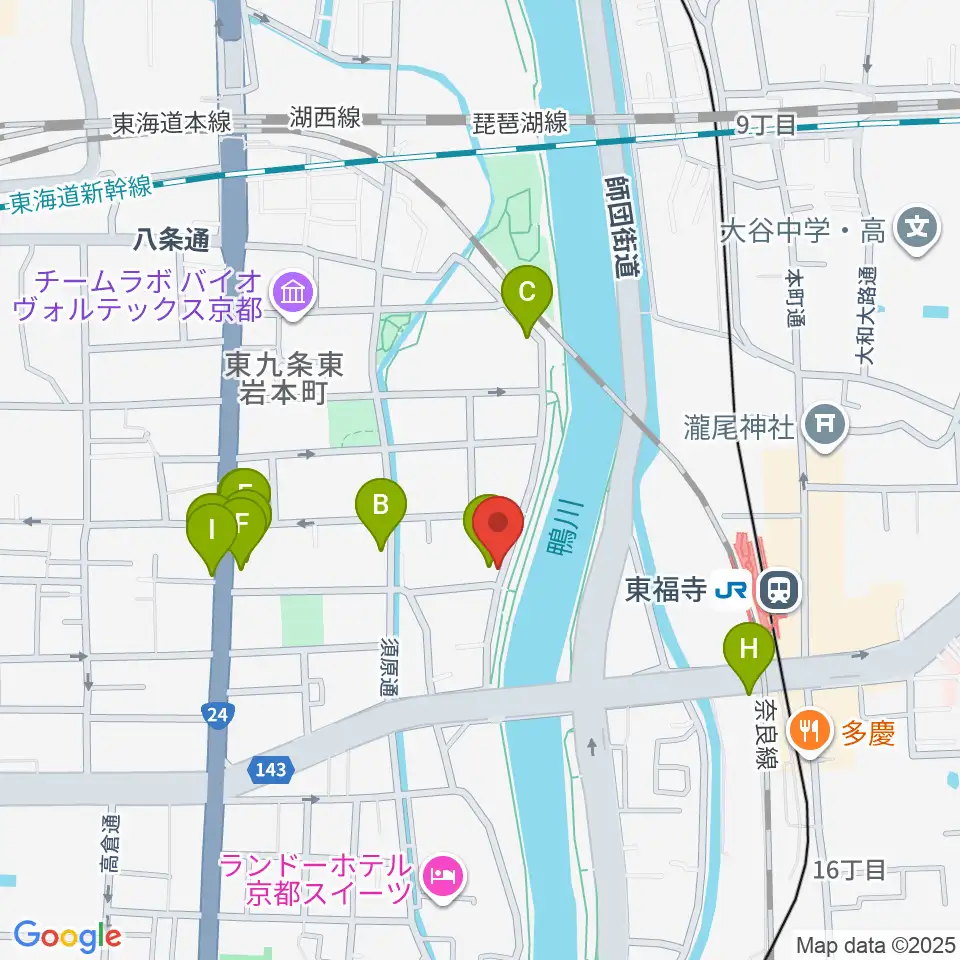 Theatre E9 Kyoto周辺のファミレス・ファーストフード一覧地図