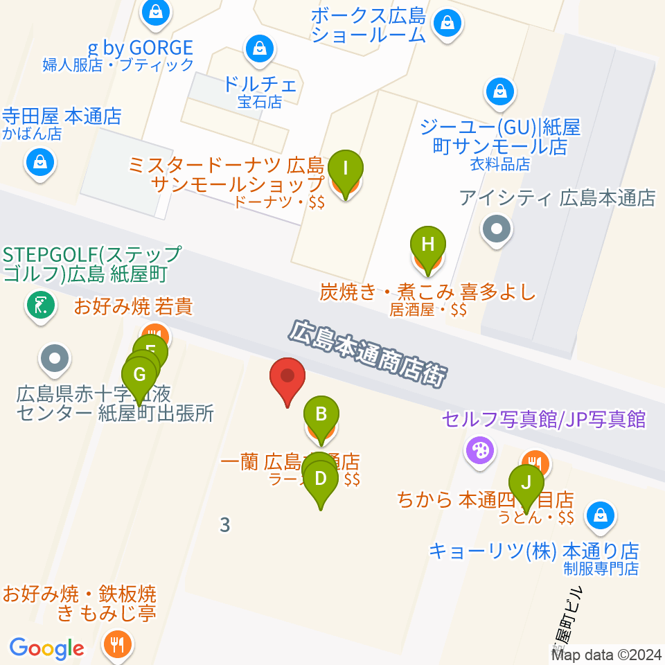 広島Yise周辺のファミレス・ファーストフード一覧地図