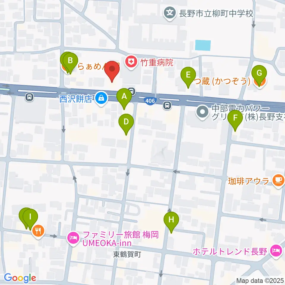 ウインナー楽器周辺のファミレス・ファーストフード一覧地図