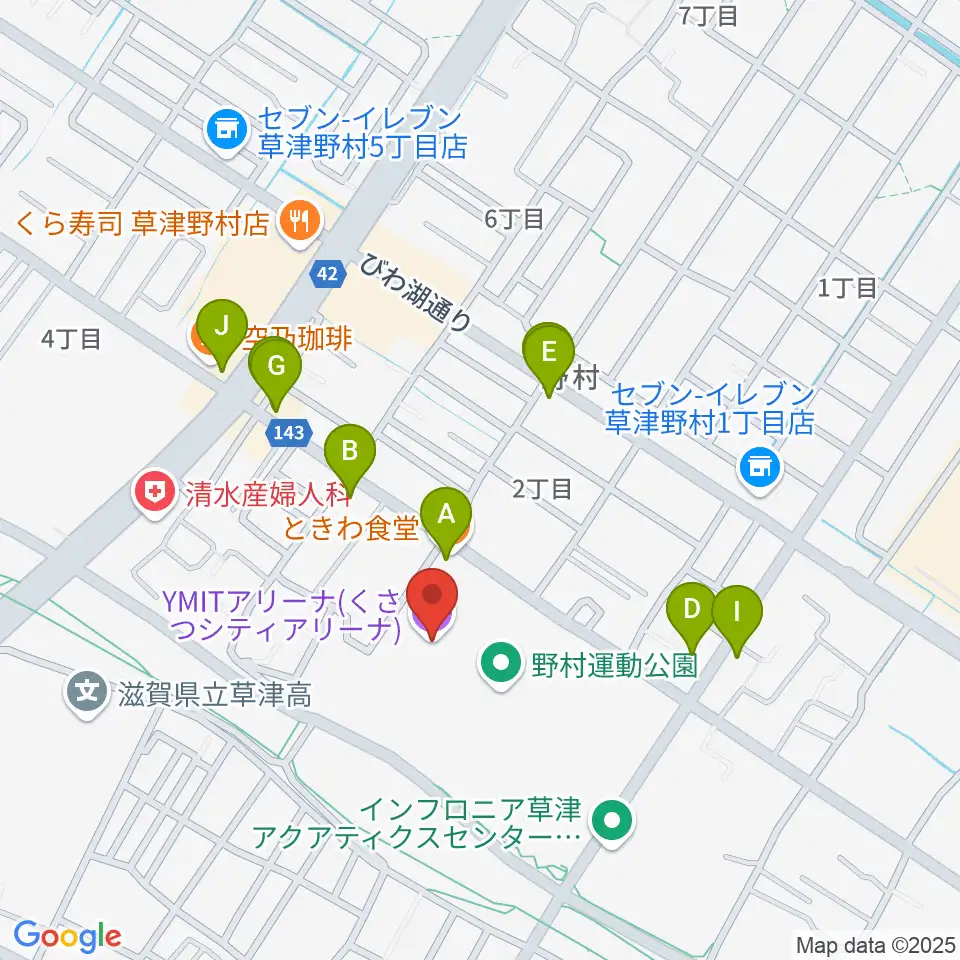 YMITアリーナ周辺のファミレス・ファーストフード一覧地図