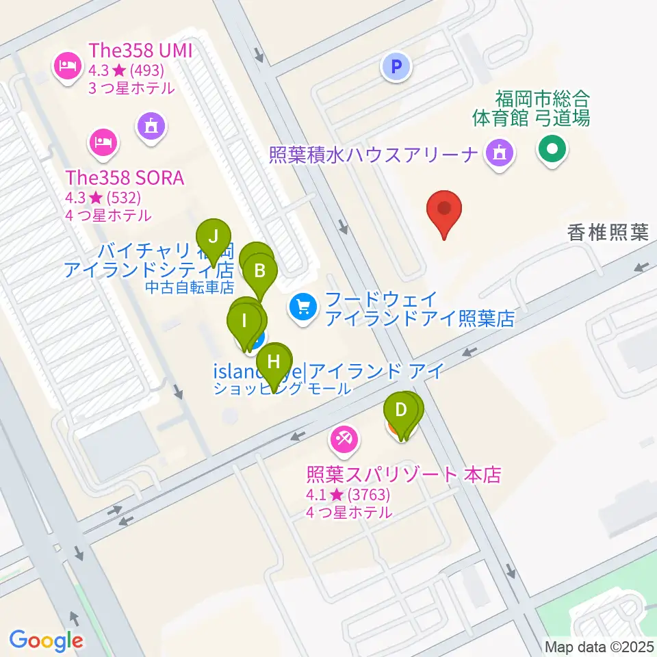 照葉積水ハウスアリーナ周辺のファミレス・ファーストフード一覧地図