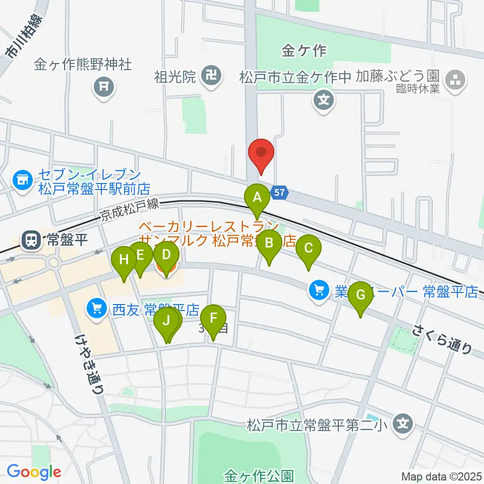 オハナホール周辺のファミレス・ファーストフード一覧地図