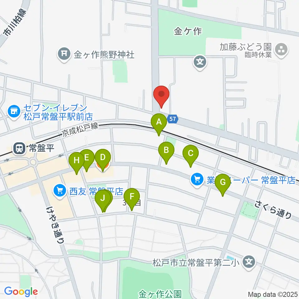 オハナホール周辺のファミレス・ファーストフード一覧地図