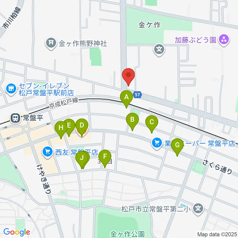 オハナホール周辺のファミレス・ファーストフード一覧地図