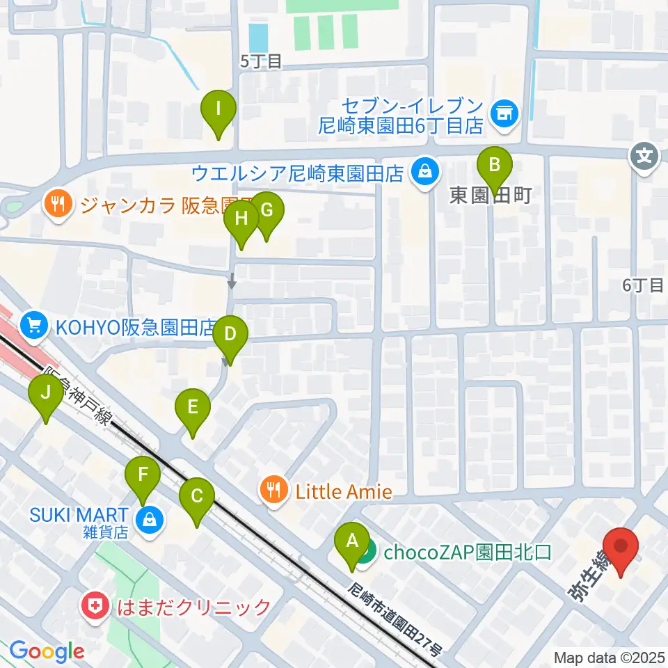 TUNE GUITAR MANIAC周辺のファミレス・ファーストフード一覧地図