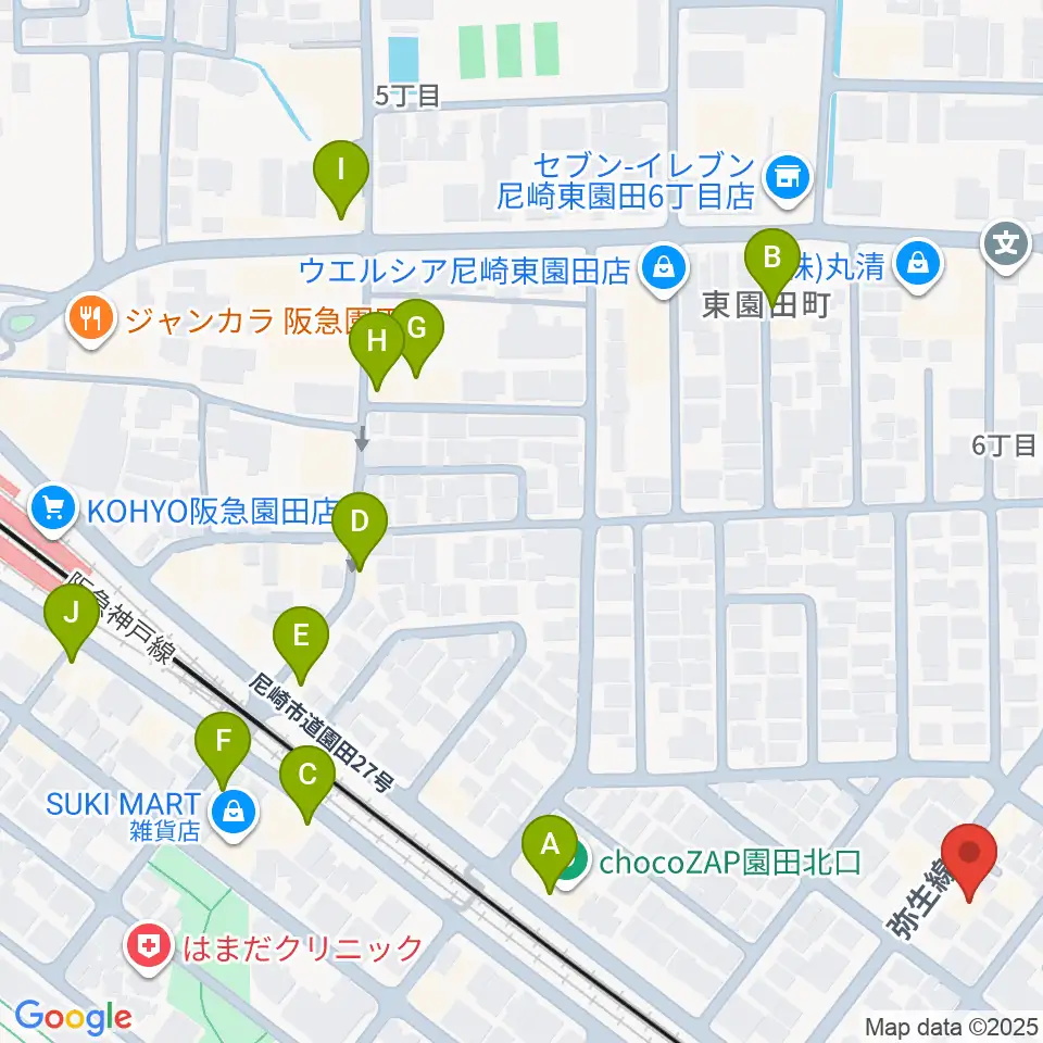 TUNE GUITAR MANIAC周辺のファミレス・ファーストフード一覧地図