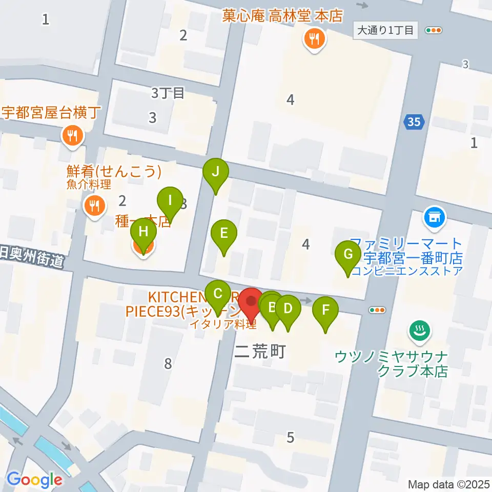 フォールーラーレコーズ周辺のファミレス・ファーストフード一覧地図