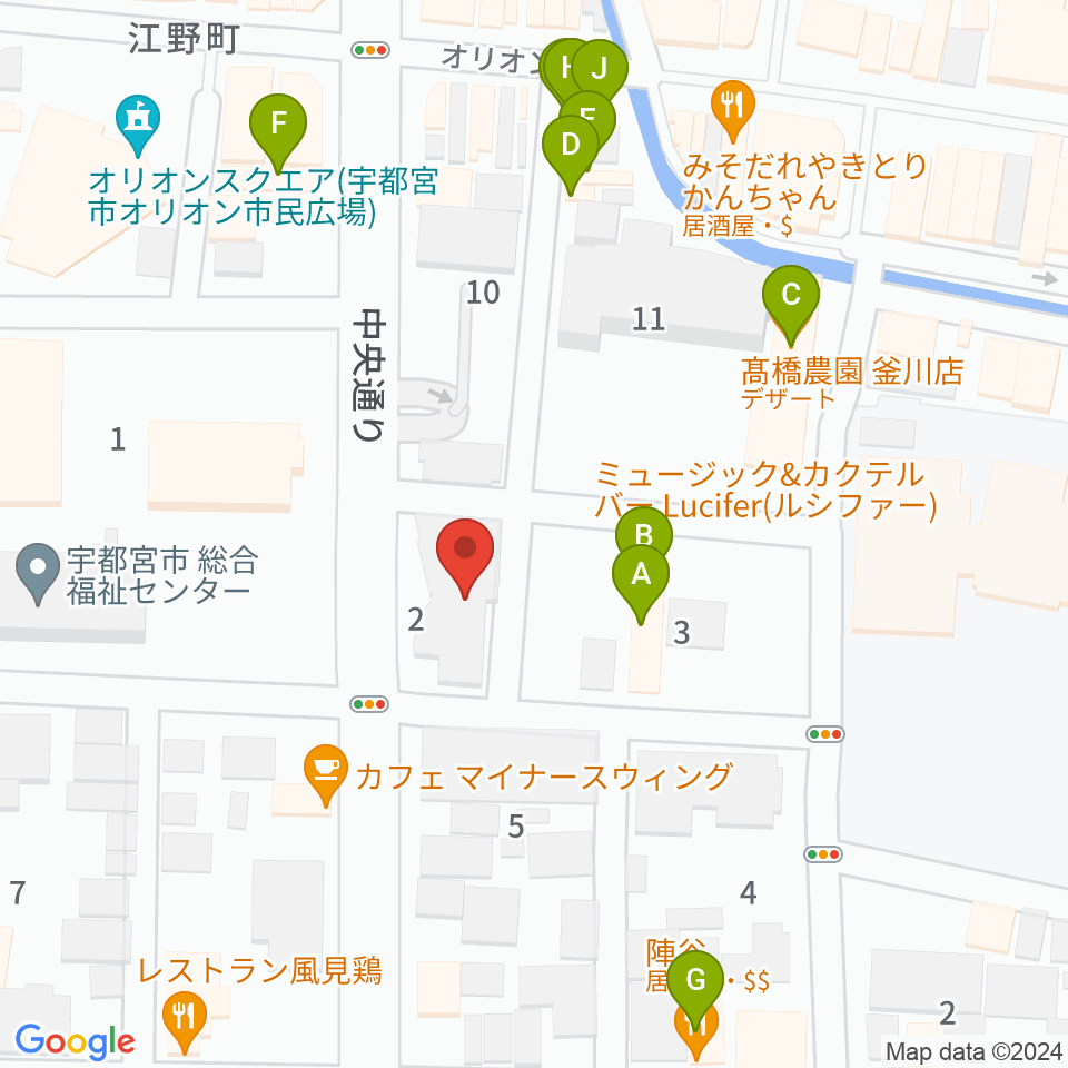 レディオベリー周辺のファミレス・ファーストフード一覧地図