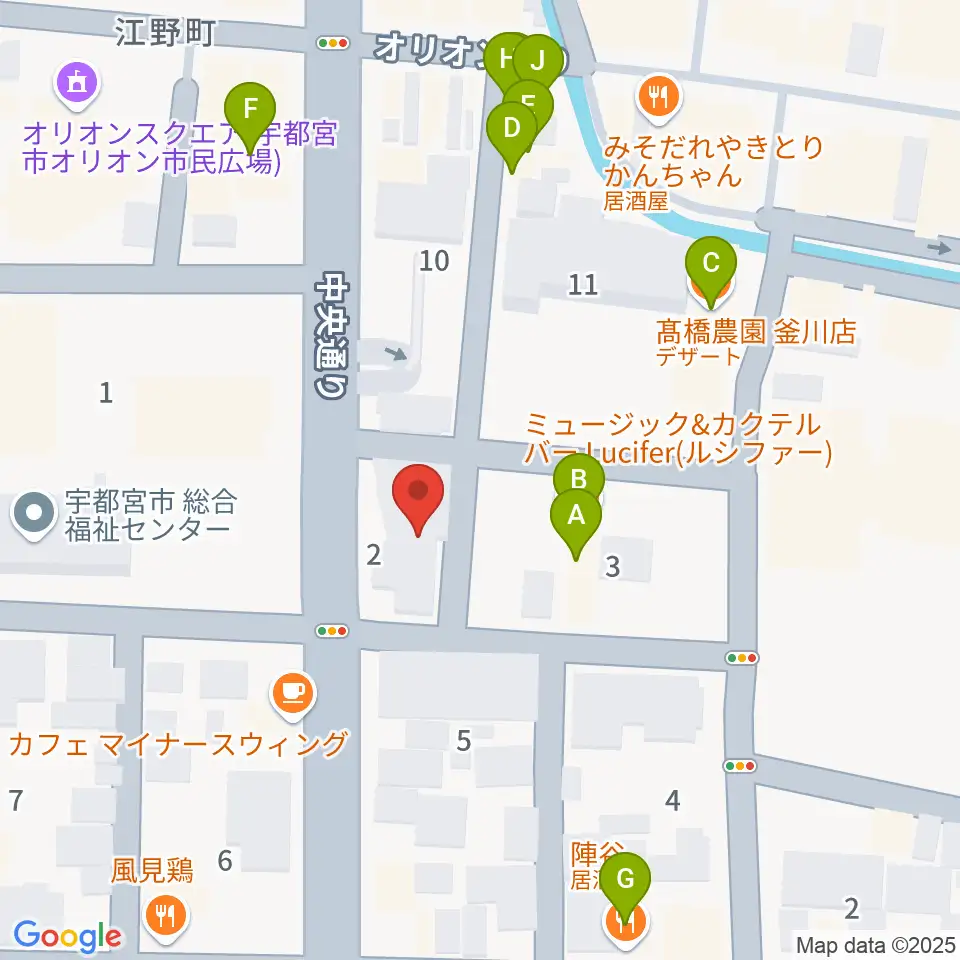 レディオベリー周辺のファミレス・ファーストフード一覧地図