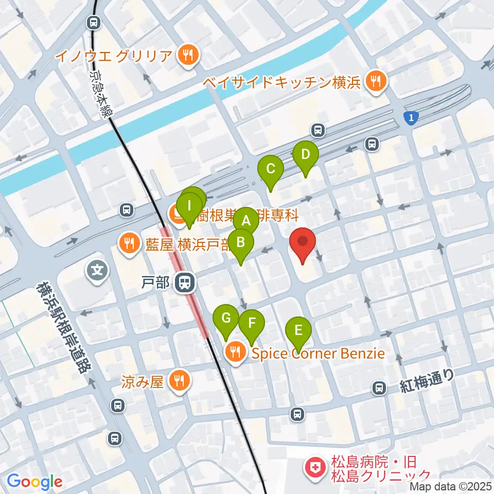 ボンカンスタジオ横浜周辺のファミレス・ファーストフード一覧地図