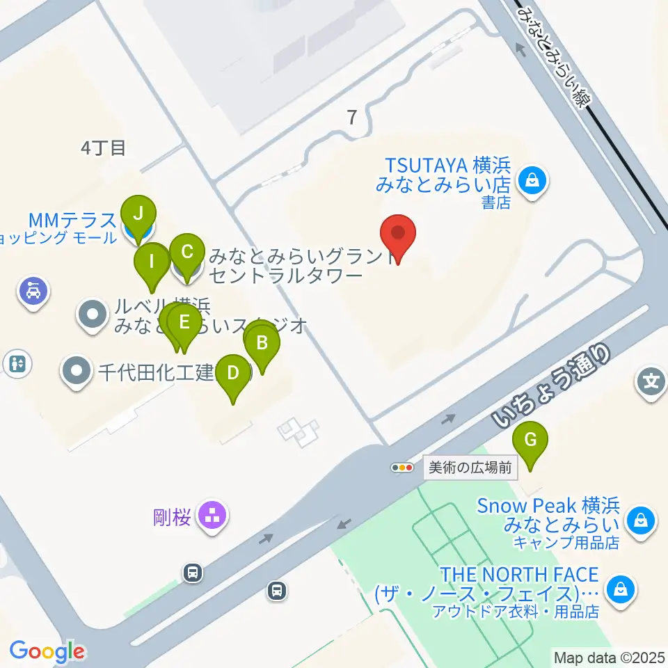 キノシネマ横浜みなとみらい周辺のファミレス・ファーストフード一覧地図