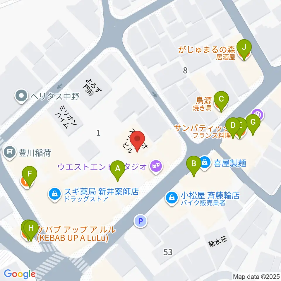 STUDIO LIFE周辺のファミレス・ファーストフード一覧地図