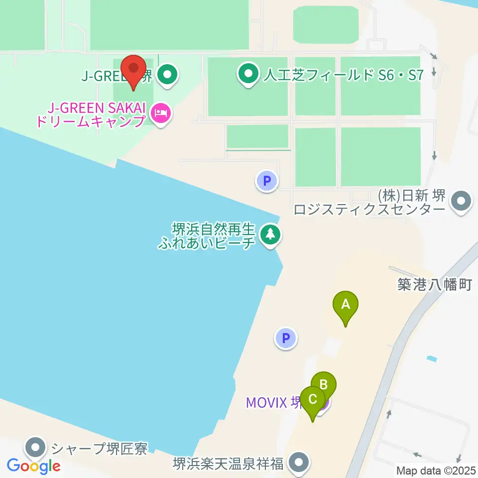 J-GREEN堺メインフィールド周辺のファミレス・ファーストフード一覧地図