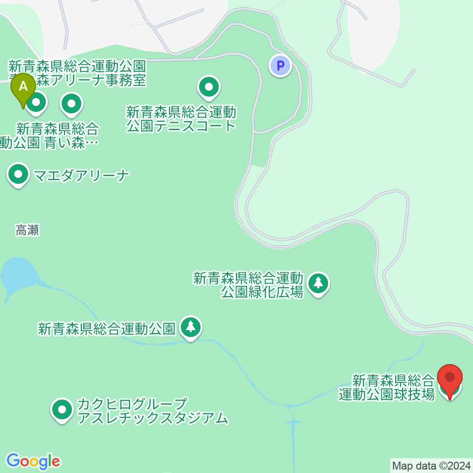 新青森県総合運動公園球技場周辺のファミレス・ファーストフード一覧地図