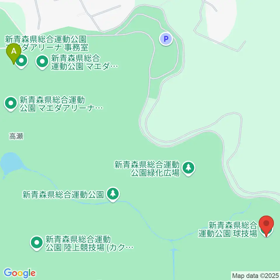 新青森県総合運動公園球技場周辺のファミレス・ファーストフード一覧地図