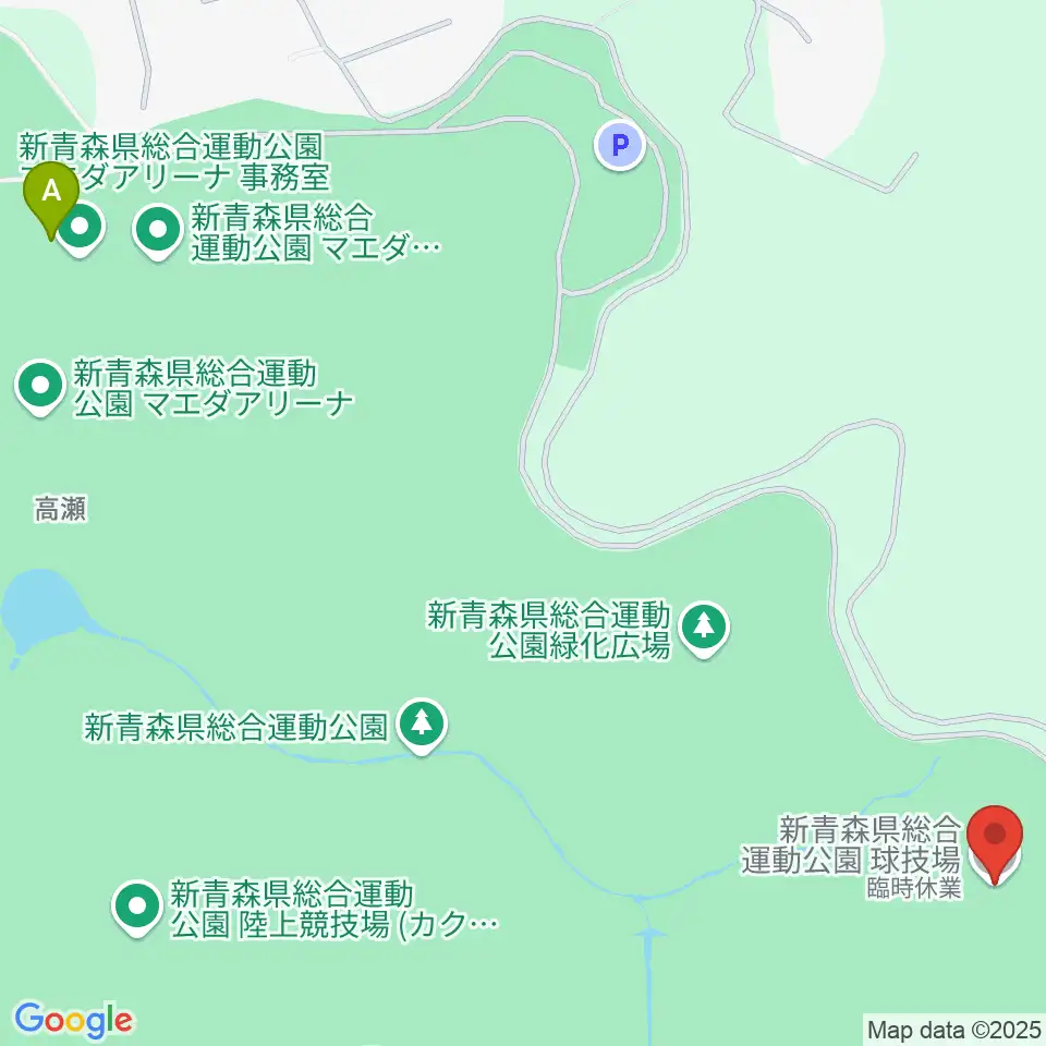 新青森県総合運動公園球技場周辺のファミレス・ファーストフード一覧地図