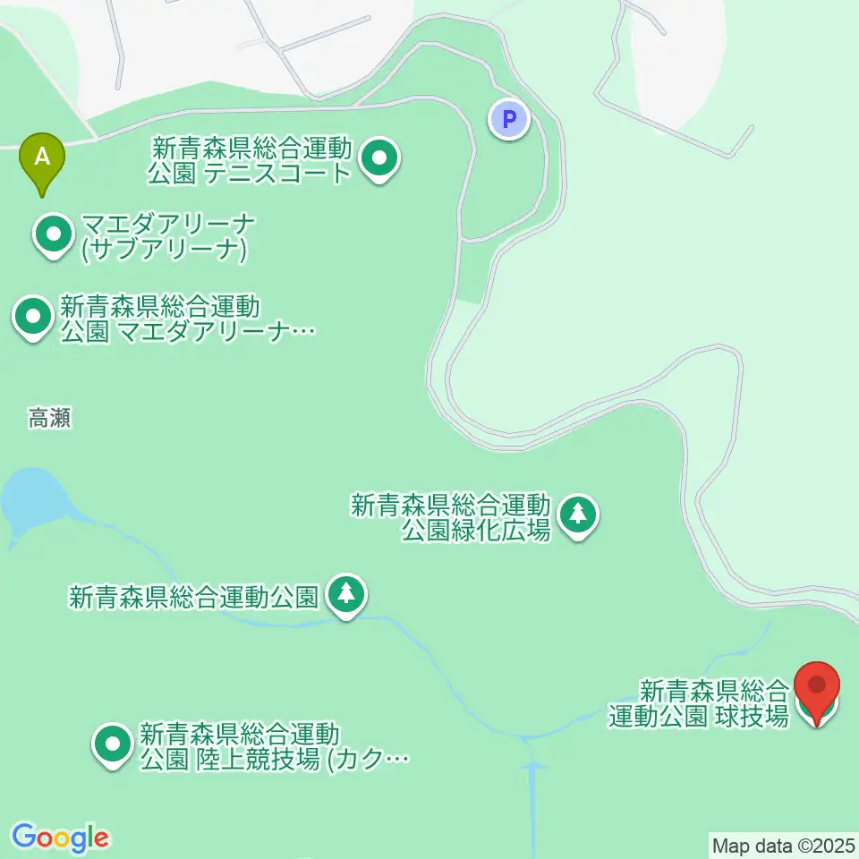 新青森県総合運動公園球技場周辺のファミレス・ファーストフード一覧地図