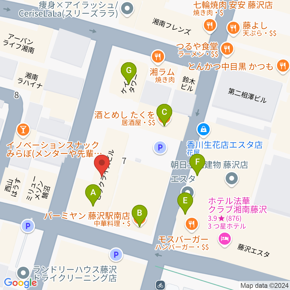 太陽ぬ荘スタジオ周辺のファミレス・ファーストフード一覧地図