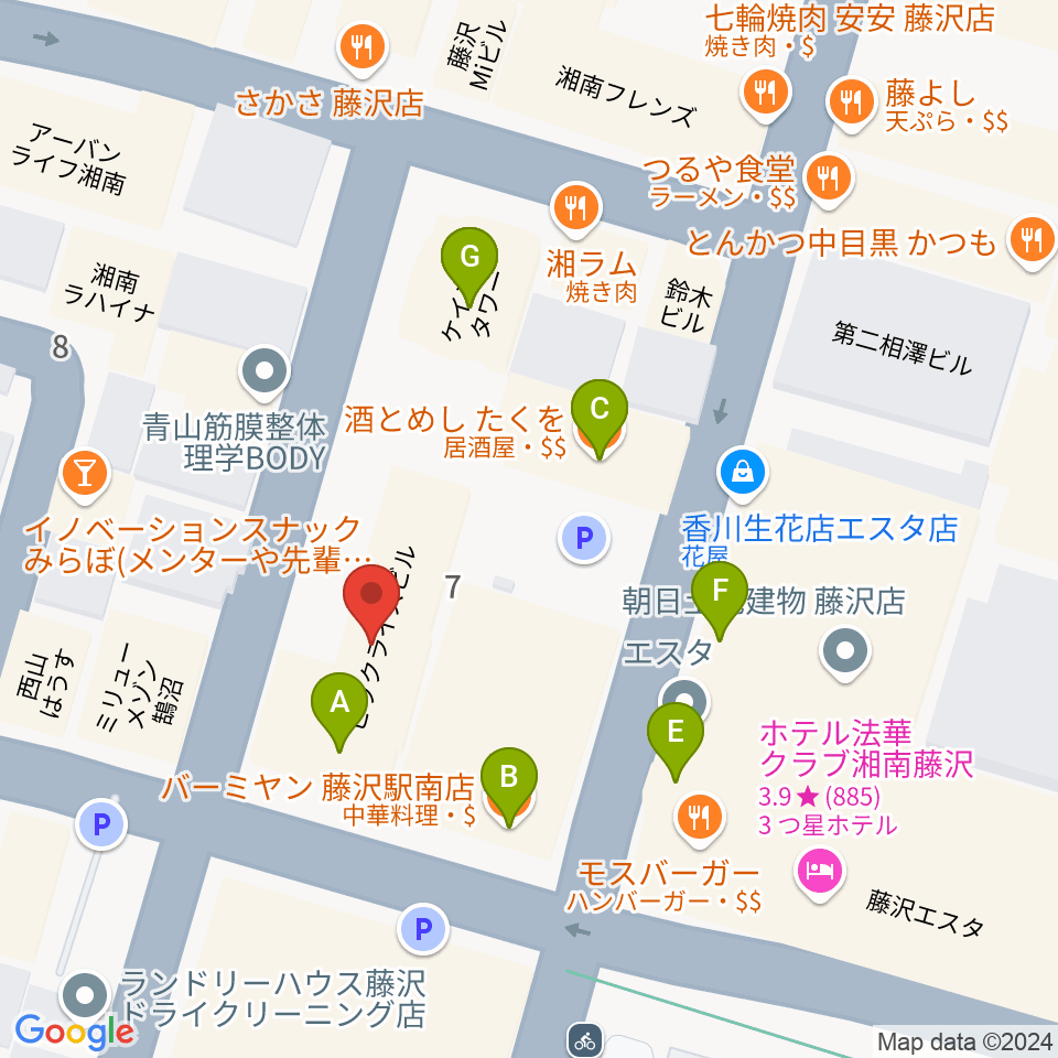 太陽ぬ荘スタジオ周辺のファミレス・ファーストフード一覧地図