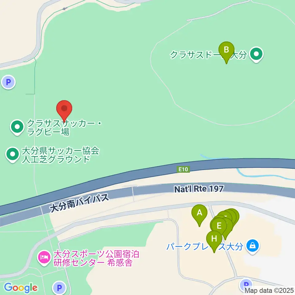 クラサスサッカー・ラグビー場周辺のファミレス・ファーストフード一覧地図