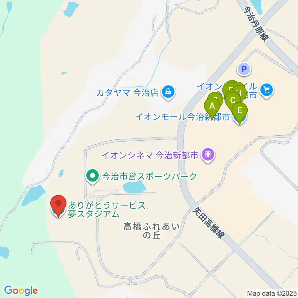 ありがとうサービス.夢スタジアム周辺のファミレス・ファーストフード一覧地図
