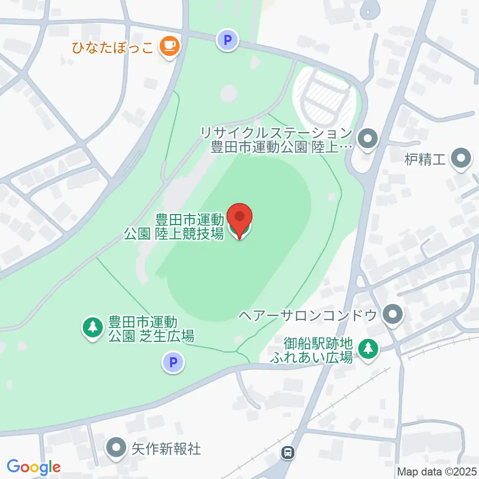 豊田市運動公園陸上競技場周辺のファミレス・ファーストフード一覧地図