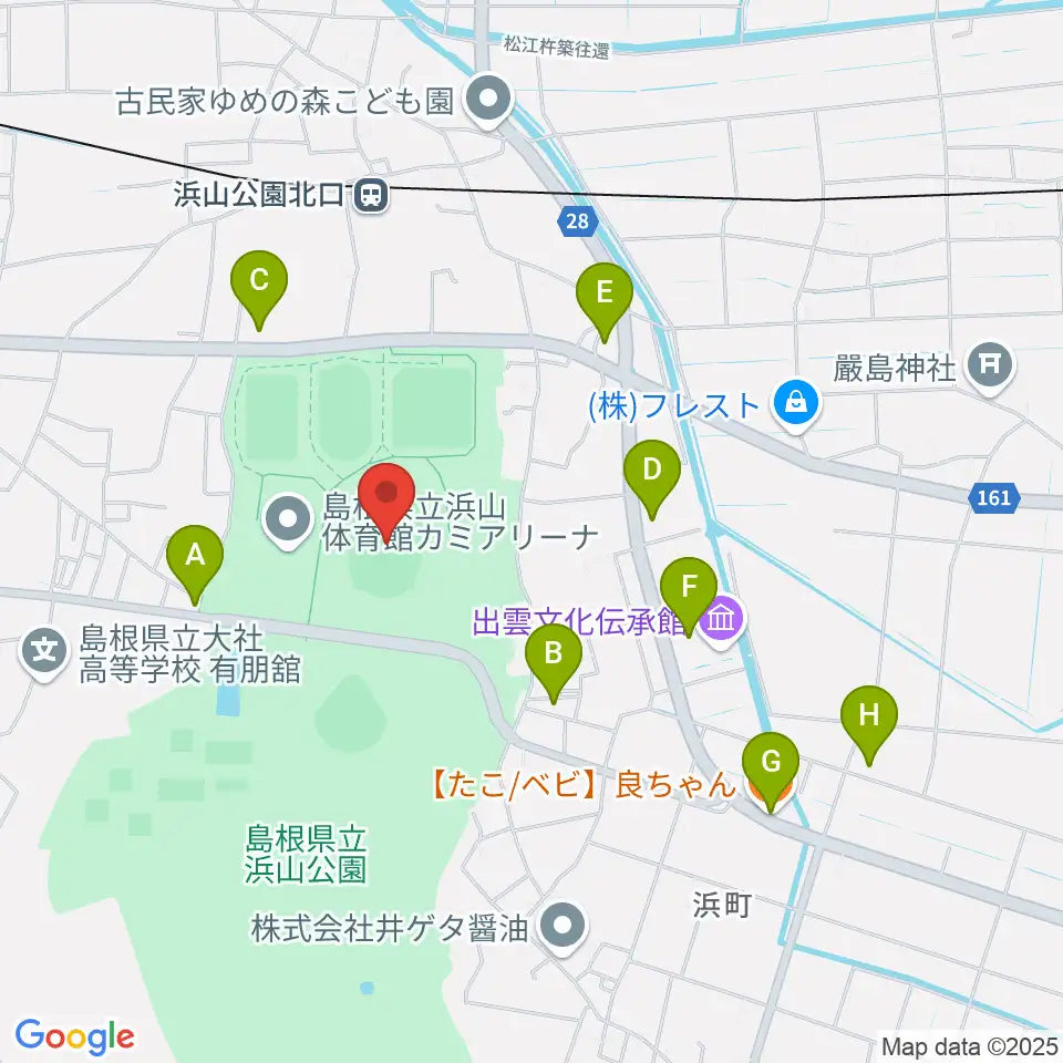 島根県立浜山公園陸上競技場周辺のファミレス・ファーストフード一覧地図