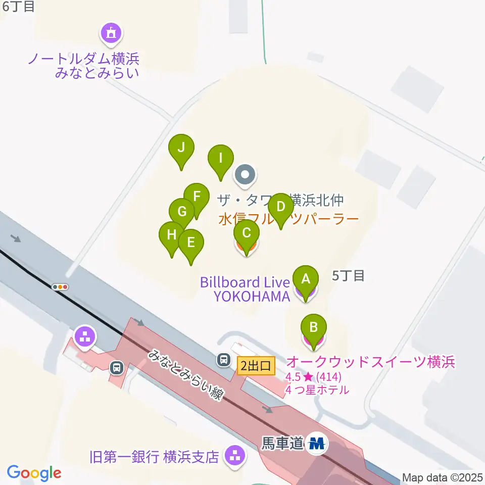 ビルボードライブ横浜周辺のファミレス・ファーストフード一覧地図