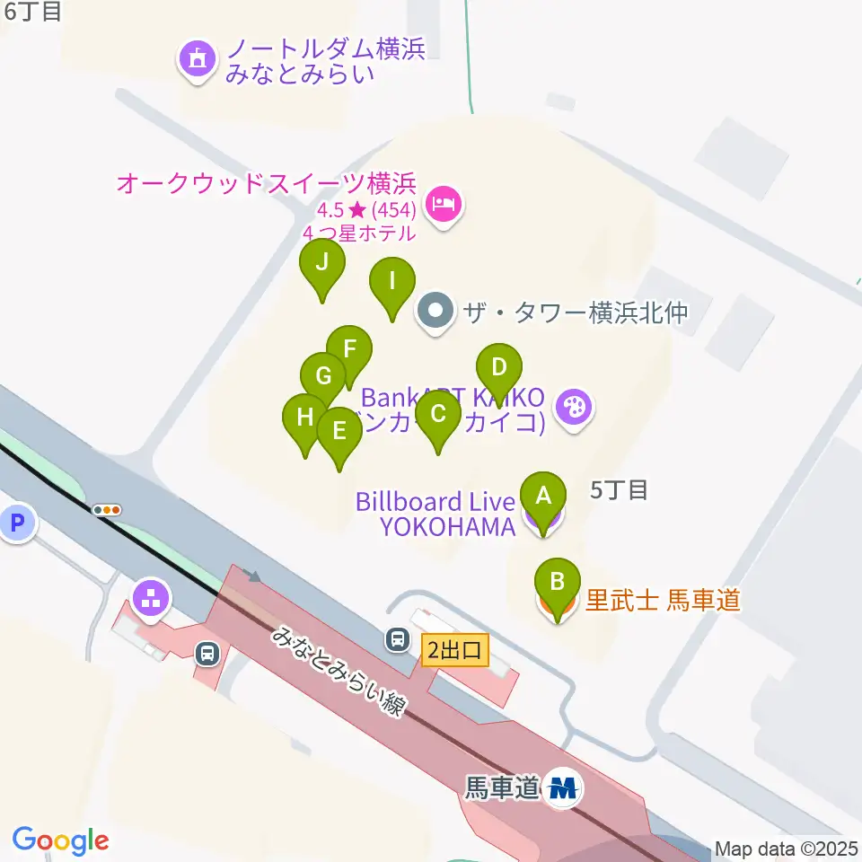 ビルボードライブ横浜周辺のファミレス・ファーストフード一覧地図