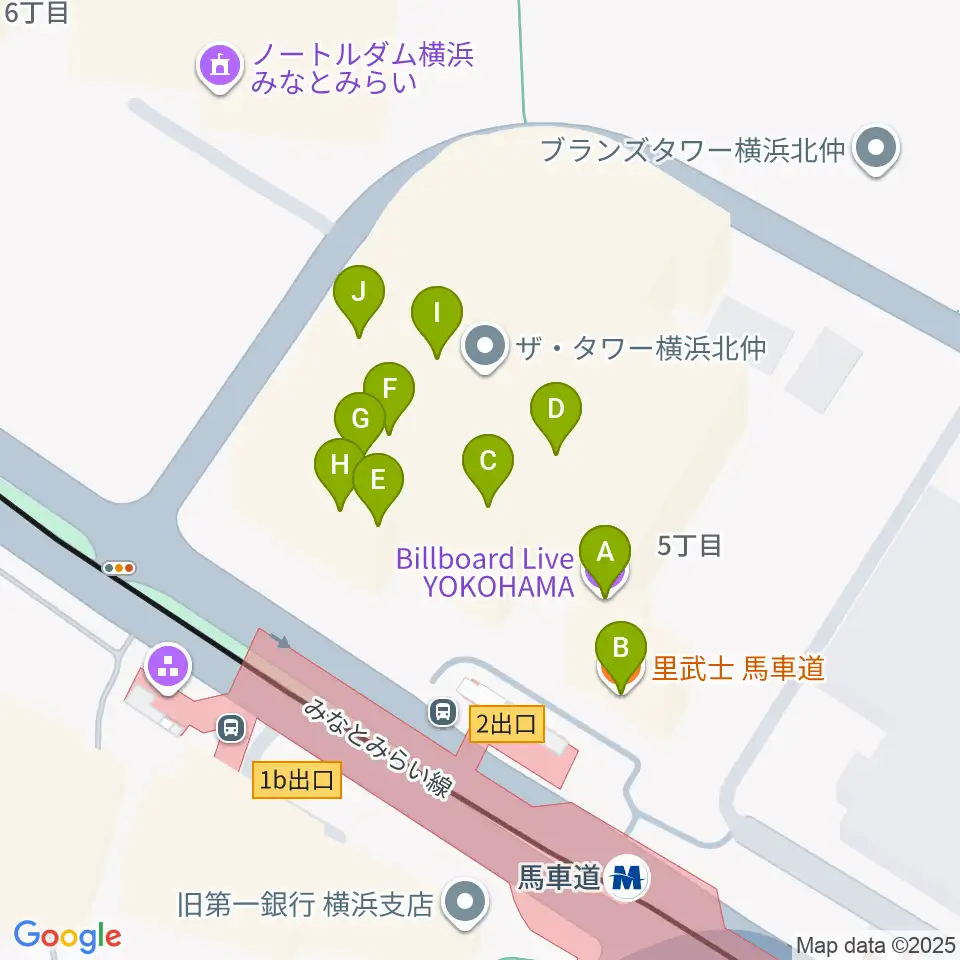 ビルボードライブ横浜周辺のファミレス・ファーストフード一覧地図
