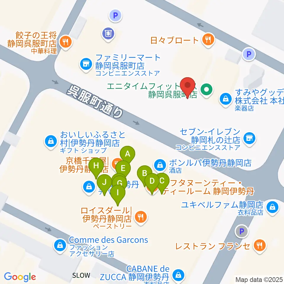 札の辻クロスホール周辺のファミレス・ファーストフード一覧地図