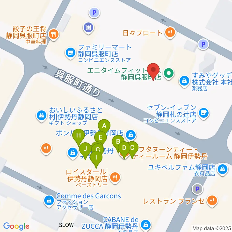 札の辻クロスホール周辺のファミレス・ファーストフード一覧地図