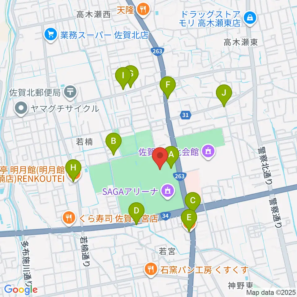 SAGAスタジアム周辺のファミレス・ファーストフード一覧地図