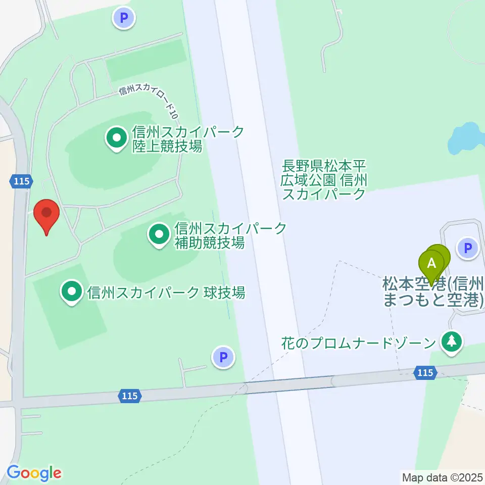 信州スカイパーク体育館周辺のファミレス・ファーストフード一覧地図