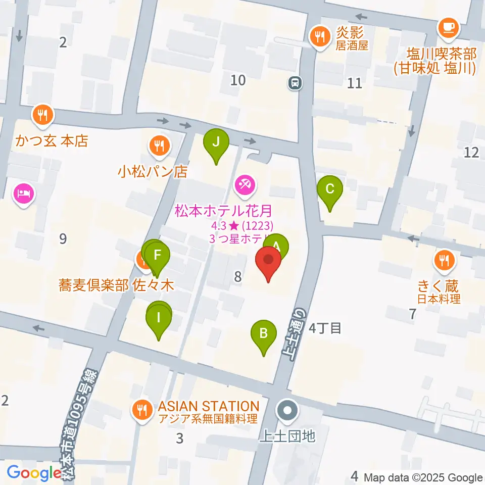 上土ふれあいホール周辺のファミレス・ファーストフード一覧地図