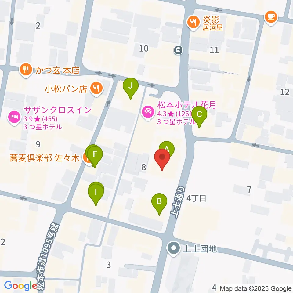 上土ふれあいホール周辺のファミレス・ファーストフード一覧地図