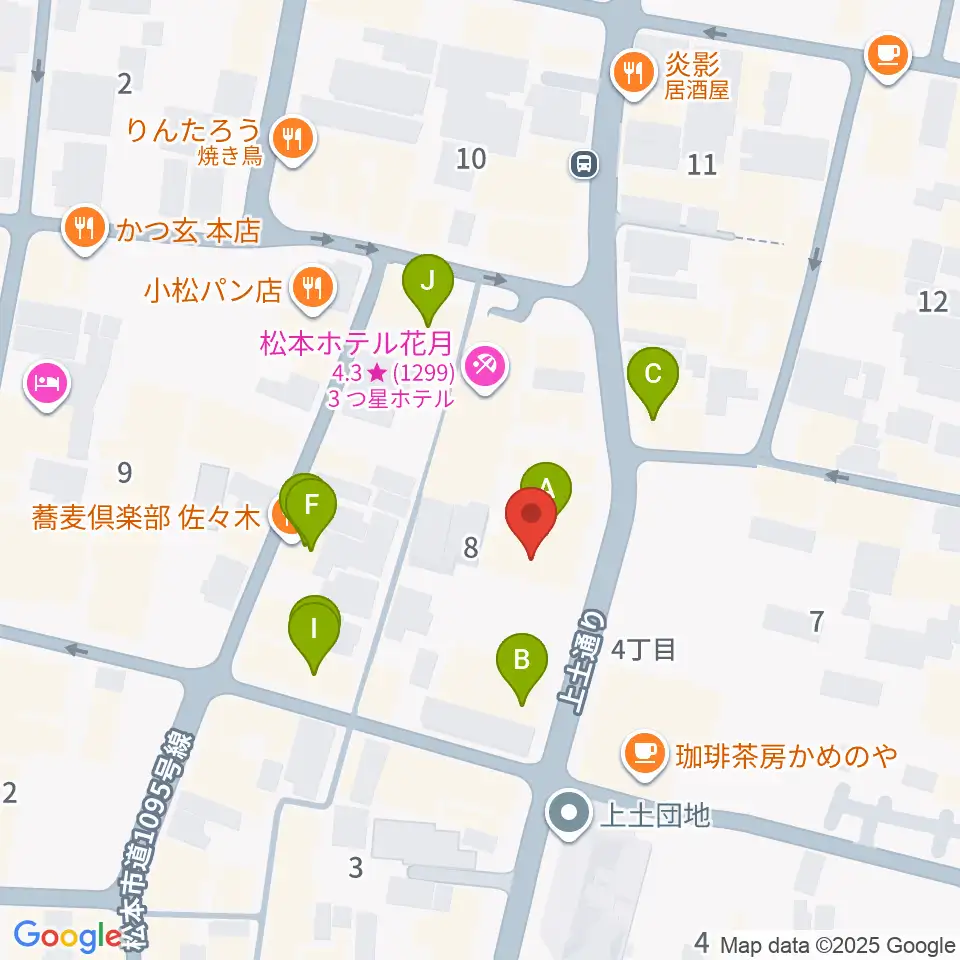 上土ふれあいホール周辺のファミレス・ファーストフード一覧地図