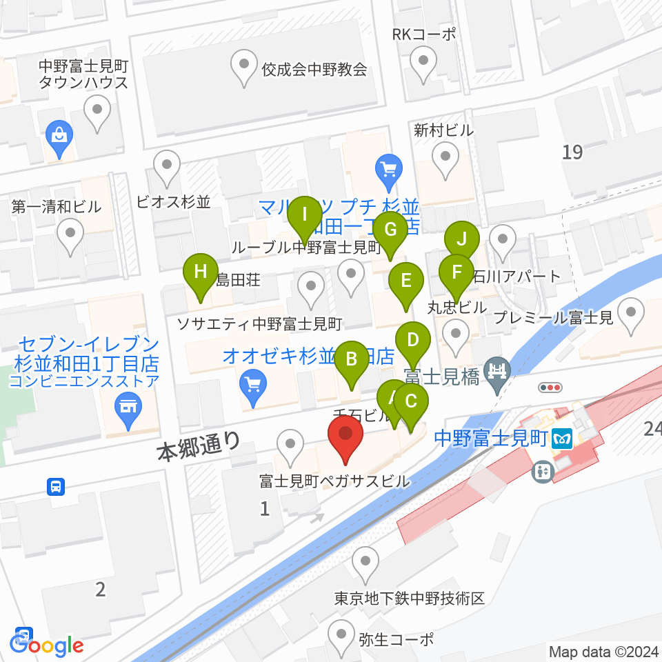 SG STUDIO周辺のファミレス・ファーストフード一覧地図