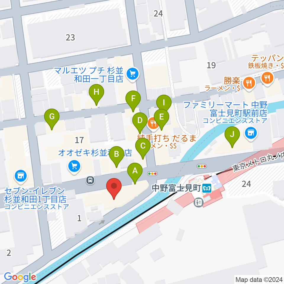 SG STUDIO周辺のファミレス・ファーストフード一覧地図