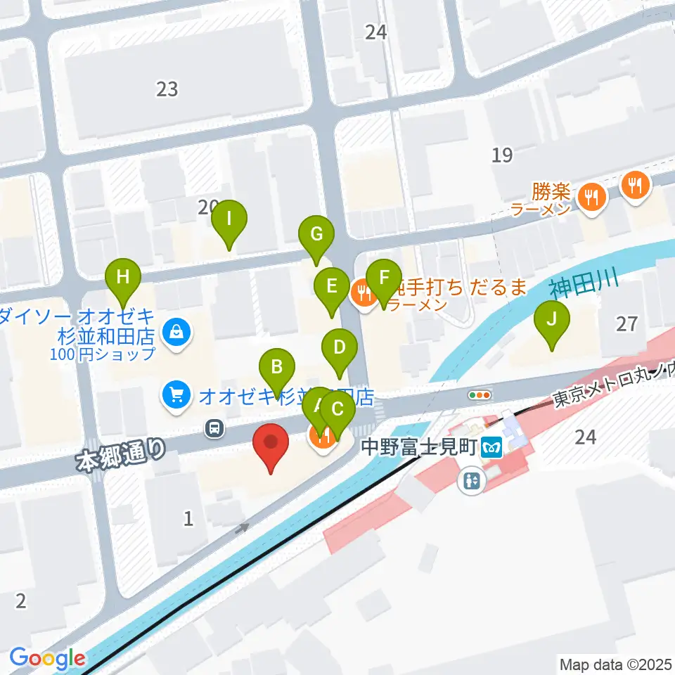 SG STUDIO周辺のファミレス・ファーストフード一覧地図