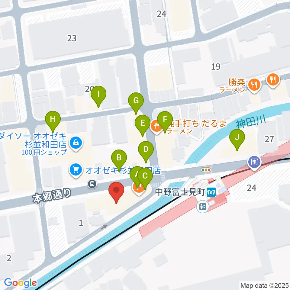SG STUDIO周辺のファミレス・ファーストフード一覧地図