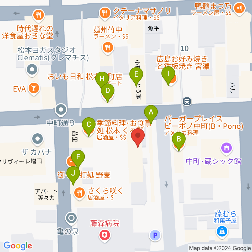 音楽社周辺のファミレス・ファーストフード一覧地図