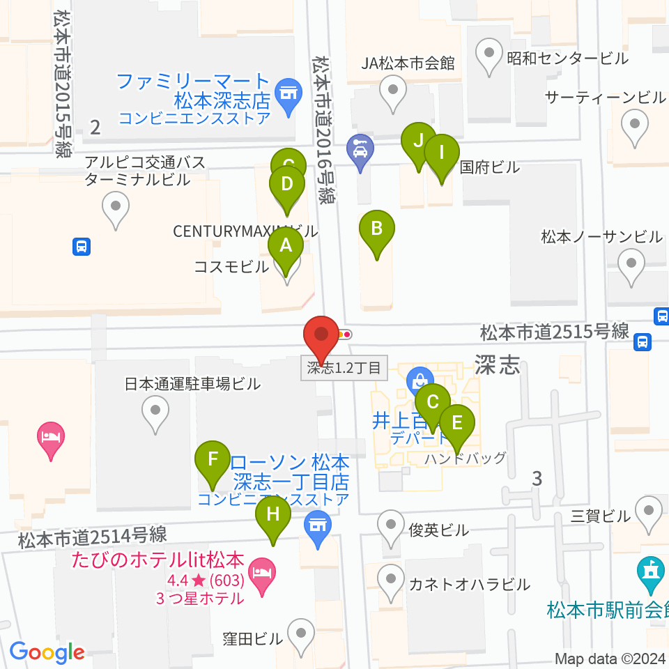 中村ギター音楽院周辺のファミレス・ファーストフード一覧地図