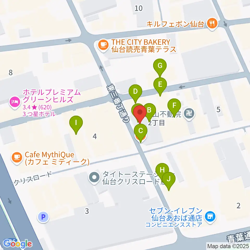 誰も知らない劇場周辺のファミレス・ファーストフード一覧地図